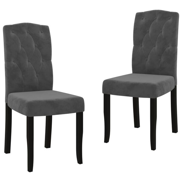 vidaXL Chaises &agrave; manger lot de 2 Gris fonc&eacute; Velours
