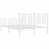 vidaXL Cadre de lit m&eacute;tal sans matelas et pied de lit blanc 140x190 cm
