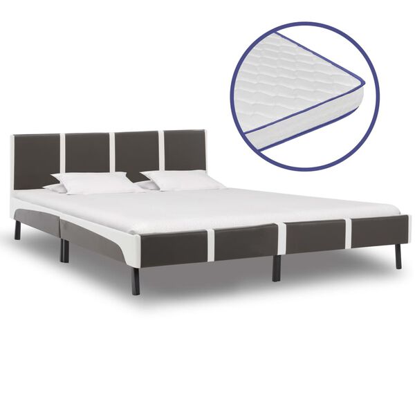 vidaXL Lit et matelas mousse &agrave; m&eacute;moire de forme Similicuir 180x200 cm