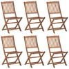 vidaXL Chaises pliables de jardin lot de 6 avec coussins Bois d'acacia