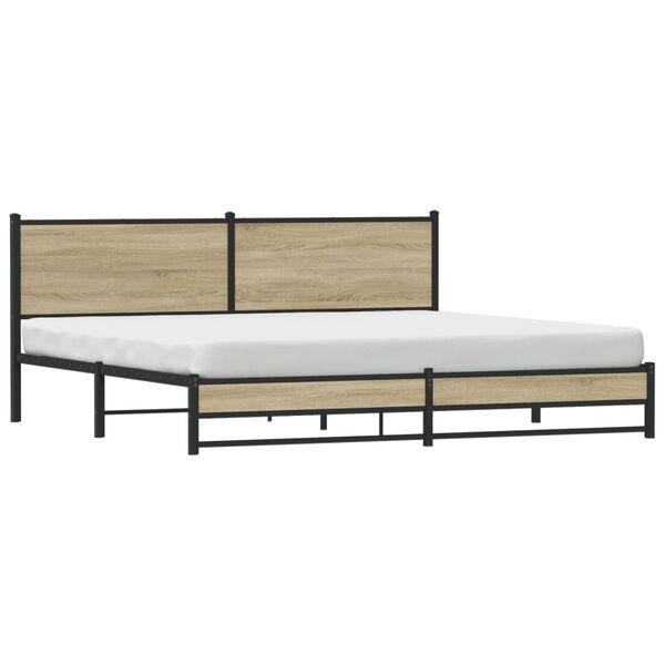 vidaXL Cadre de lit en m&eacute;tal sans matelas ch&ecirc;ne sonoma 200x200 cm