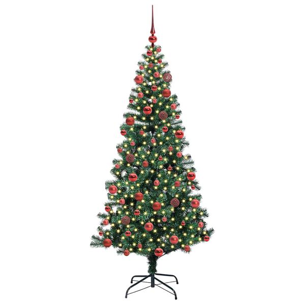 vidaXL Sapin de No&euml;l artificiel pr&eacute;-&eacute;clair&eacute; Vert 180 cm PVC et m&eacute;tal