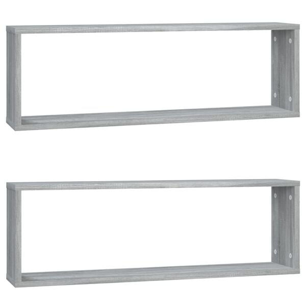 vidaXL &Eacute;tag&egrave;res murales cubiques 2 pcs Sonoma gris 80x15x26,5 cm