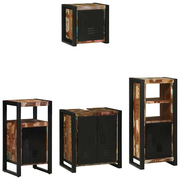 vidaXL Ensemble de mobilier de salle de bain 4 pcs Bois Recyclé Solide