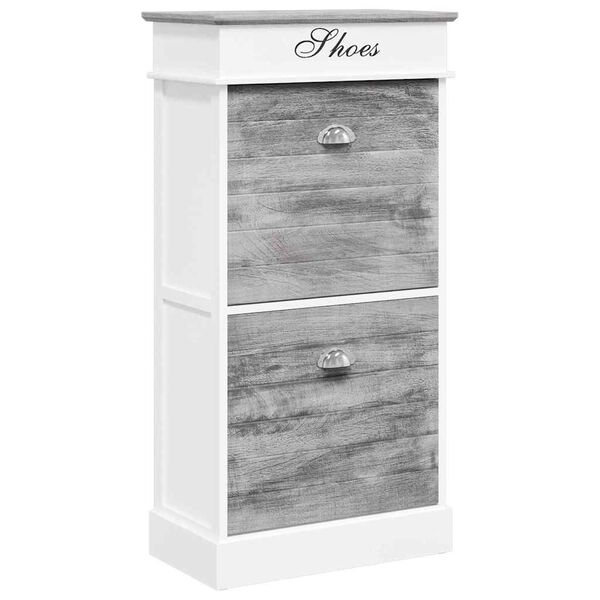 vidaXL Armoire &agrave; chaussures Gris 50 x 28 x 98 cm Bois de Paulownia