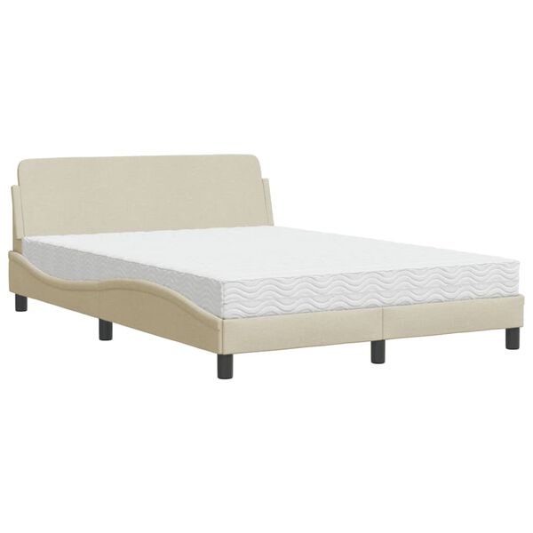 vidaXL Lit avec matelas Dover cr&egrave;me 140x190 cm tissu