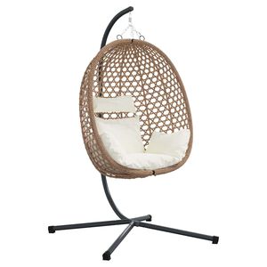 vidaXL Chaise suspendue polyrotin 104 x 100 x 191 cm Cr&egrave;me claire