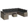 vidaXL Salon de jardin 11 pcs avec coussins gris r&eacute;sine tress&eacute;e