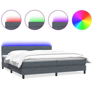 vidaXL Sommier &agrave; lattes de lit et matelas et LED gris fonc&eacute; 180x220cm velours