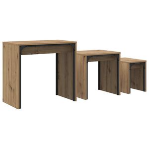vidaXL Table basse 3 pc Ch&ecirc;ne artisanal 60 x 35 x 56 cm
