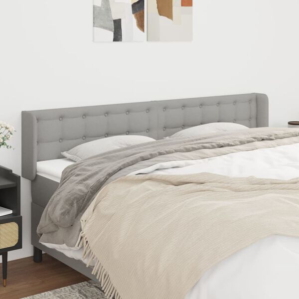 vidaXL T&ecirc;te de lit avec oreilles Gris clair 203x16x78/88 cm Tissu