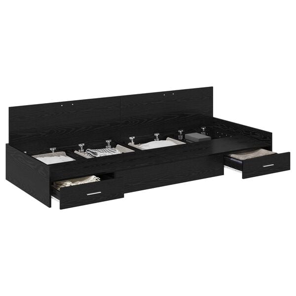 vidaXL Cadre de lit Ch&ecirc;ne noir 90 x 200 cm Bois d'ing&eacute;nierie