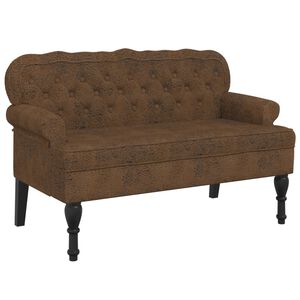 vidaXL Banc avec dossier marron 119,5x64,5x75 cm similicuir daim