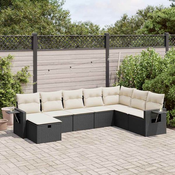 vidaXL Salon de jardin 8 pcs avec coussins noir r&eacute;sine tress&eacute;e