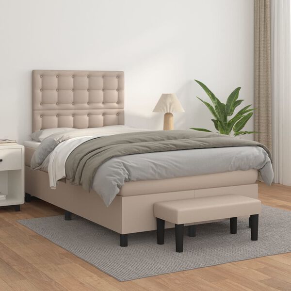 vidaXL Sommier &agrave; lattes de lit avec matelas Cappuccino 120x200 cm