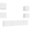 vidaXL Ensemble de meubles TV 6 pcs Blanc brillant Bois d'ing&eacute;nierie