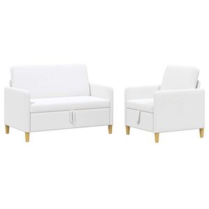 vidaXL Canap&eacute; avec rangement 2 pcs Blanc Polyester