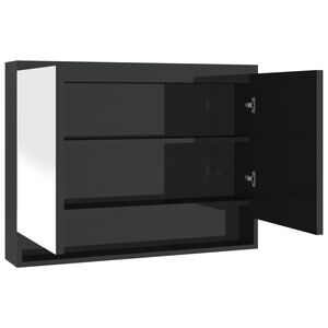 vidaXL Armoire &agrave; miroir de salle de bain 80x15x60 cm MDF Noir brillant