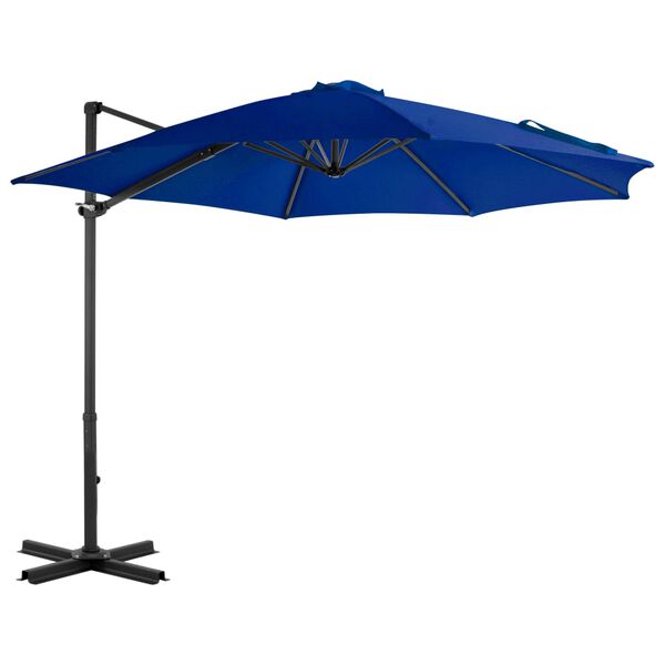 vidaXL Parasol de jardin en porte-&agrave;-faux m&acirc;t en aluminium bleu azur&eacute;