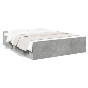 vidaXL Cadre de lit avec tiroirs sans matelas gris b&eacute;ton 150x200 cm