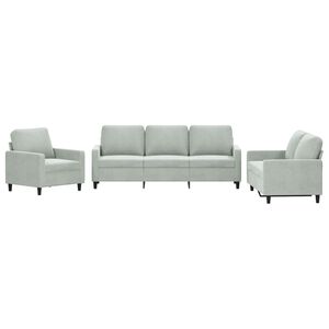 vidaXL Ensemble de canap&eacute;s 3 pcs avec coussins Gris clair Velours