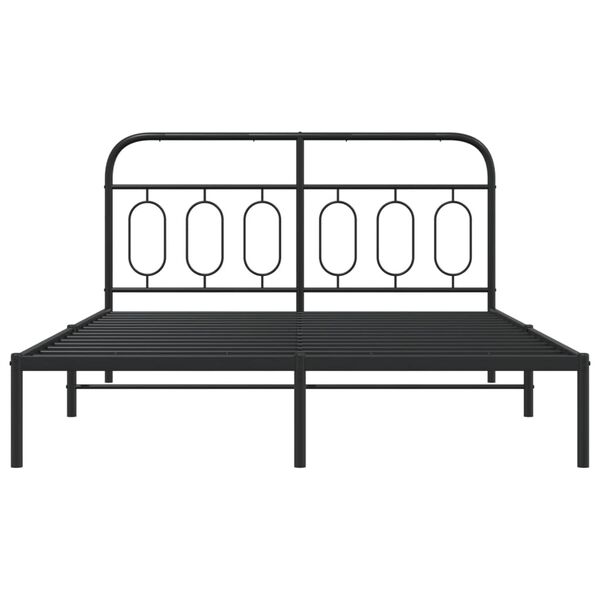 vidaXL Cadre de lit métal sans matelas avec tête de lit noir 135x190cm