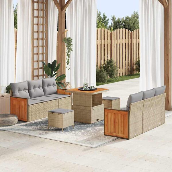 vidaXL Ensemble de canap&eacute; de jardin 11 pcs Beige et Gris clair