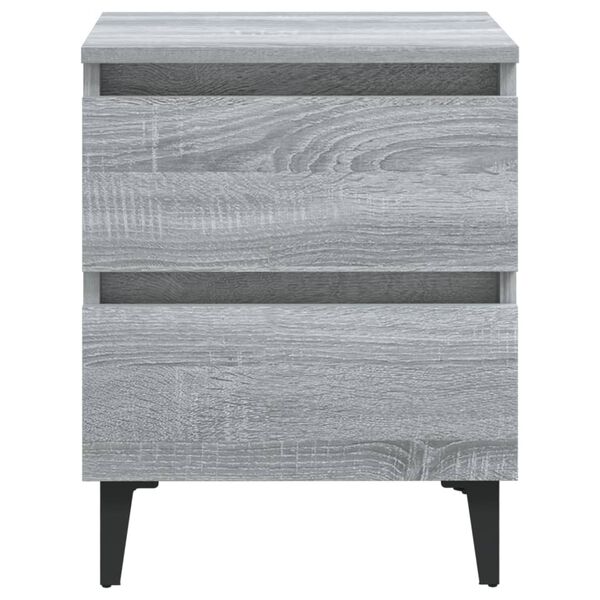 vidaXL Table de chevet avec pieds en m&eacute;tal Sonoma gris 40x35x50 cm