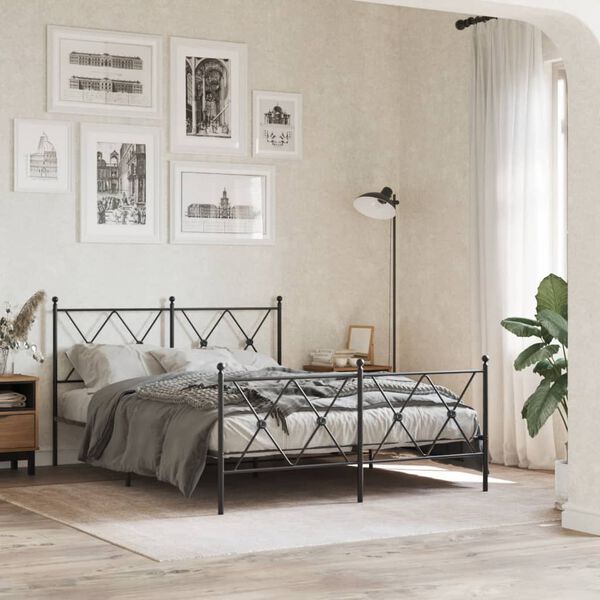 vidaXL Tête de lit métal noir 137 cm