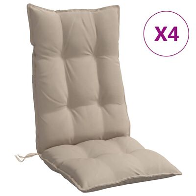 vidaXL Coussins de chaise à dossier haut lot de 4 taupe tissu oxford