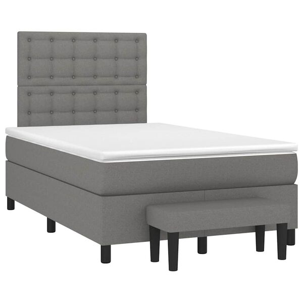 vidaXL Sommier &agrave; lattes de lit avec matelas gris fonc&eacute; 120x190cm tissu