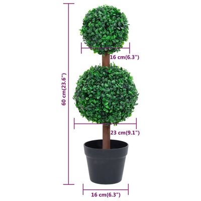 vidaXL Plante de buis artificiel avec pot Forme de boule Vert 60 cm