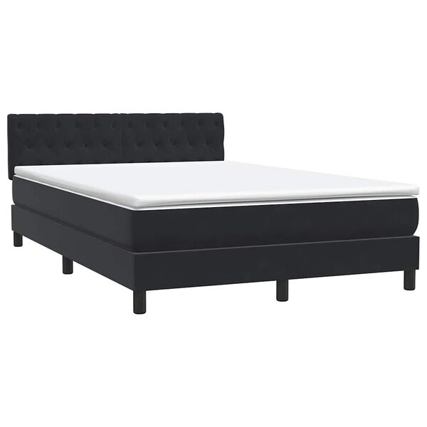 vidaXL Sommier &agrave; lattes de lit avec matelas noir 140x210 cm velours
