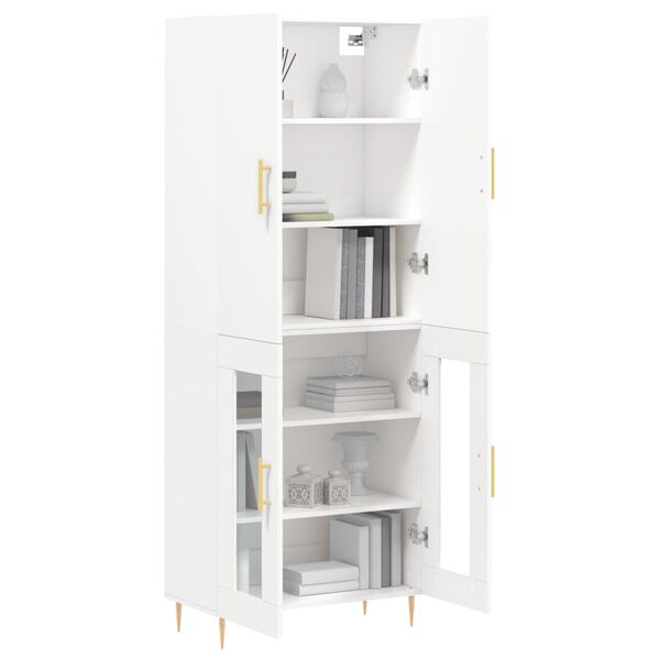 vidaXL Buffet haut Blanc 69,5x34x180 cm Bois d'ing&eacute;nierie