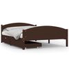 vidaXL Cadre de lit avec 2 tiroirs Marron fonc&eacute; 160x200 cm Pin massif