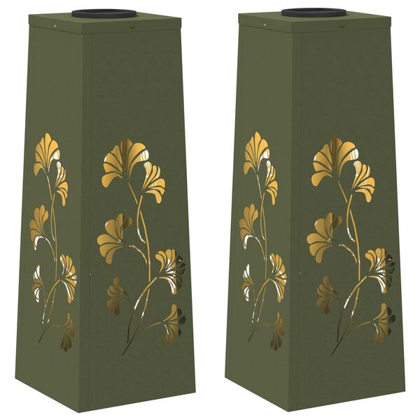 vidaXL Lumi&egrave;re de chemin LED solaire 2 pcs Vert olive