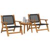 vidaXL Chaises de jardin avec table 3 pcs Noir Bois d'Acacia Massif