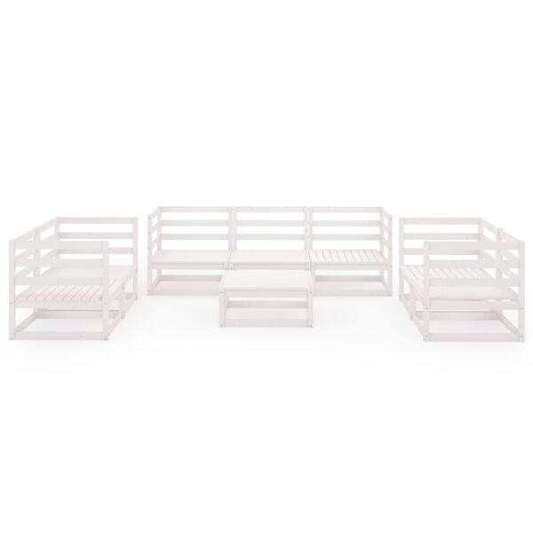 vidaXL Salon de jardin 8 pcs Blanc Bois de pin massif