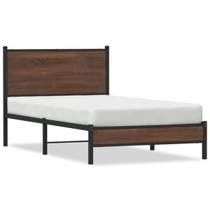vidaXL Cadre de lit en m&eacute;tal sans matelas ch&ecirc;ne marron 100x190 cm