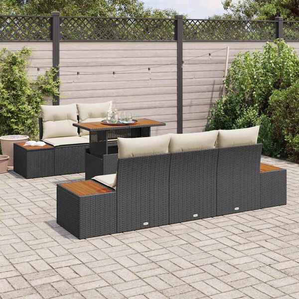 vidaXL Ensemble de salle &agrave; manger pour jardin 6 pcs Noir et Beige