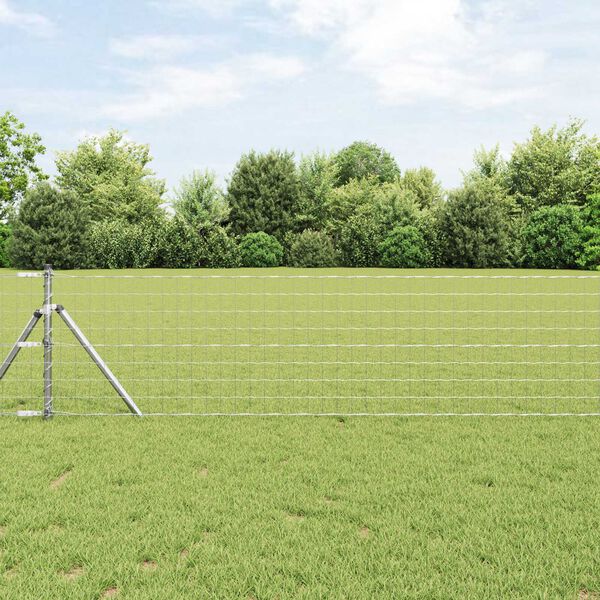 vidaXL Cl&ocirc;ture avec poteau Argent&eacute; 0,6 x 25 m Acier et PVC