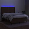 vidaXL Sommier &agrave; lattes de lit matelas LED Marron fonc&eacute; 140x200 cm
