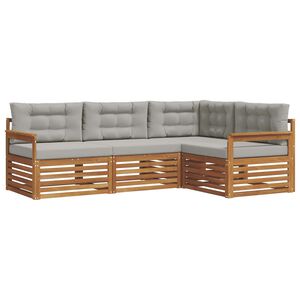 vidaXL Ensemble de canap&eacute;s d'ext&eacute;rieur 4 pc Gris Naturel et Clair