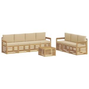 vidaXL Ensembles de canap&eacute;s 8 pc Blanc et Beige Polyester
