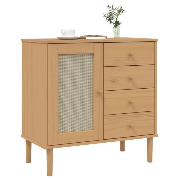 vidaXL Buffet SENJA aspect rotin marron 80x40x80 cm bois massif de pin