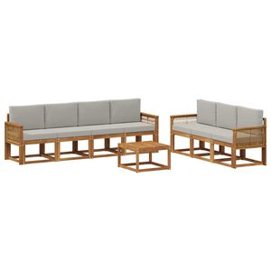 vidaXL Ensemble de canap&eacute;s d'ext&eacute;rieur 8 pcs Naturel et gris clair