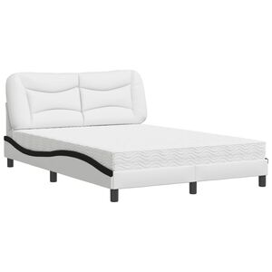 vidaXL Lit avec matelas Hvar blanc et noir 120x200 cm similicuir