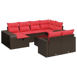 vidaXL Salon de jardin et coussins 11 pcs marron r&eacute;sine tress&eacute;e