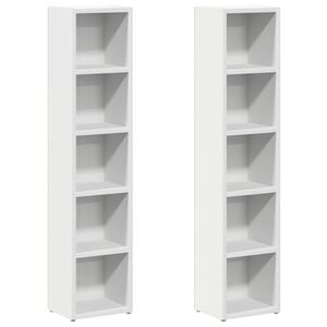 vidaXL Armoires &agrave; CD 2 pcs Blanc 21x16x93,5 cm Agglom&eacute;r&eacute;
