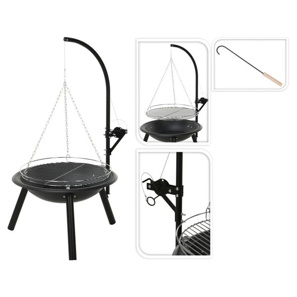 ProGarden Bol &agrave; feu avec grille de barbecue BBQ 55 cm